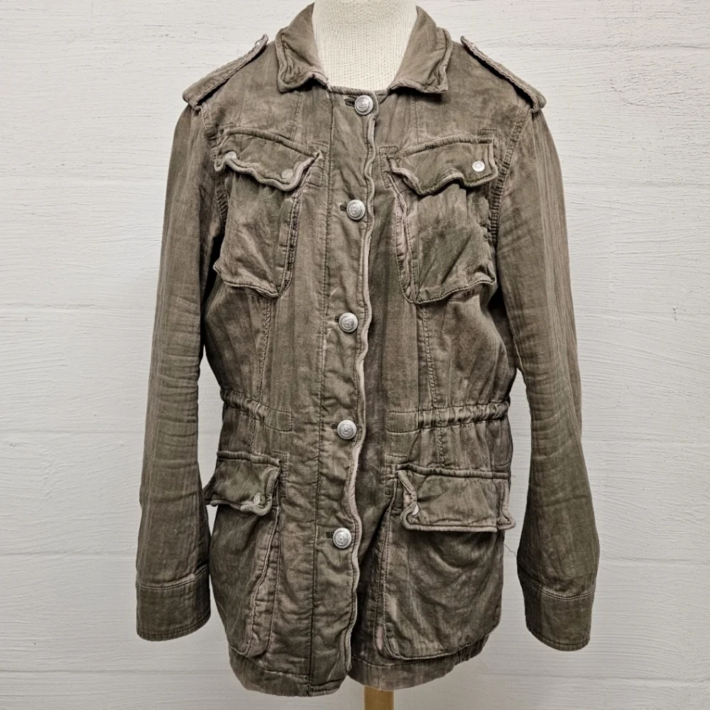 Free People Not Your Brother's Military Surplus Jacket in Olive and Pink Size M - Picture 8 of 15